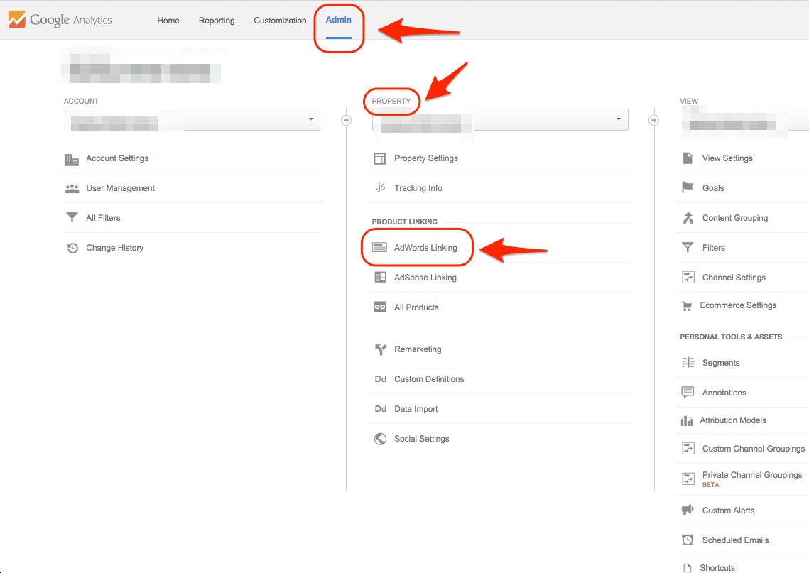 how to link analytics to adwords